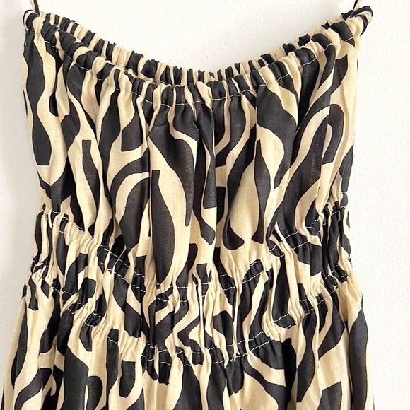 Faithfull The Brand Contessa Strapless Shirred Printed Linen Midi Dress NWT - Picture 9 of 16